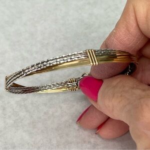 Custom made 14k Gold and Sterling Silver braided wire Bangle Bracelet